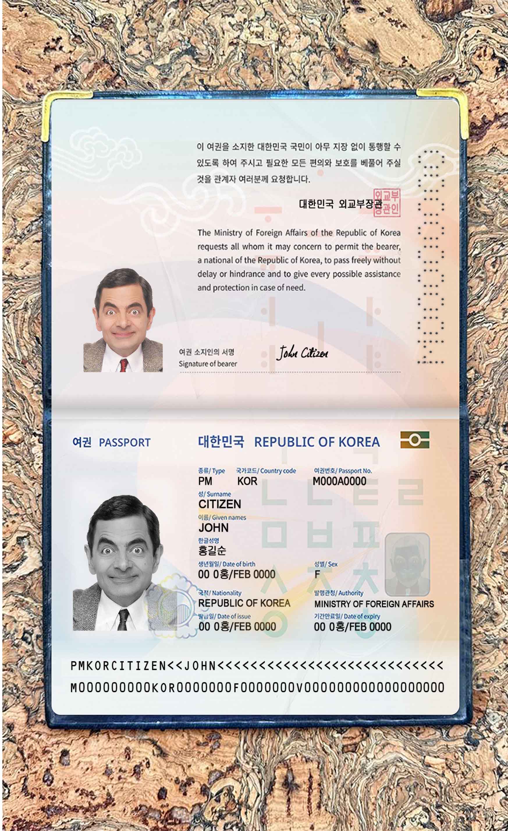 Korea passport (2021 present) photo look PSD template